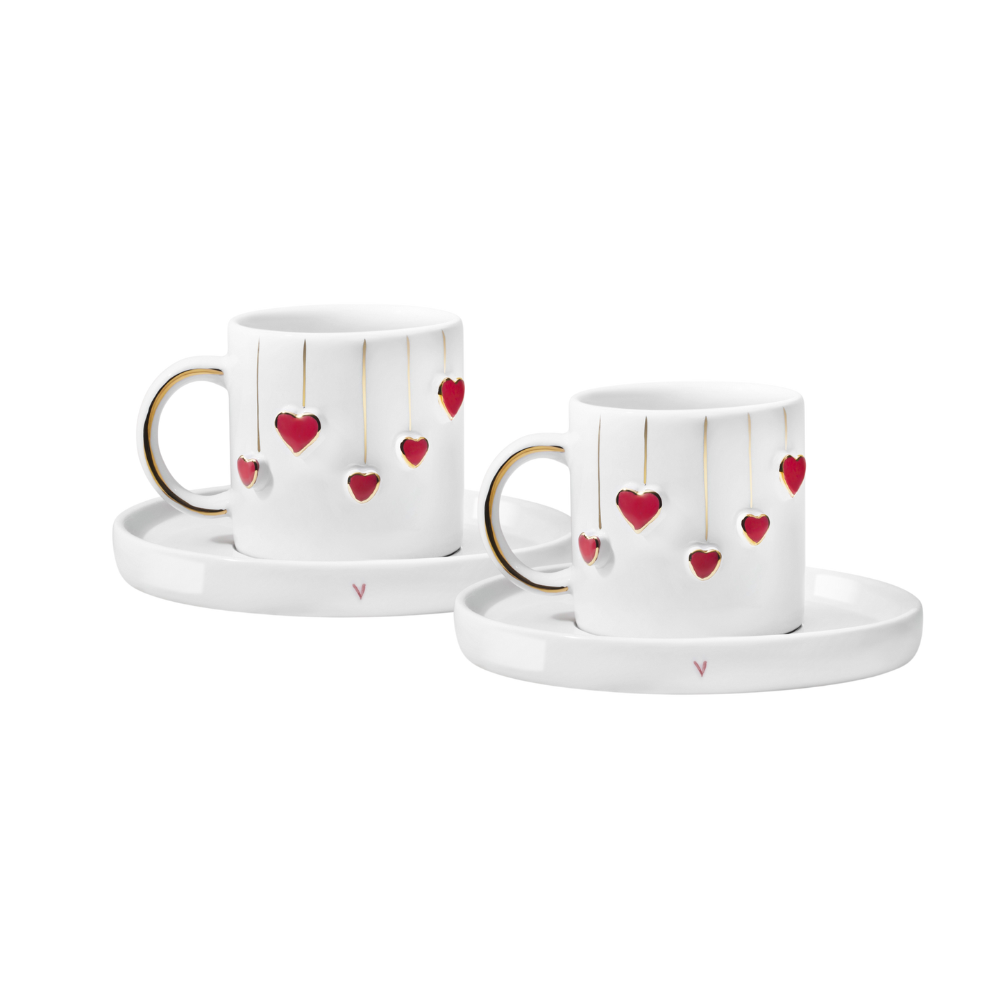 Gold Heart 2-Piece Coffee Cup Set - 90 ml