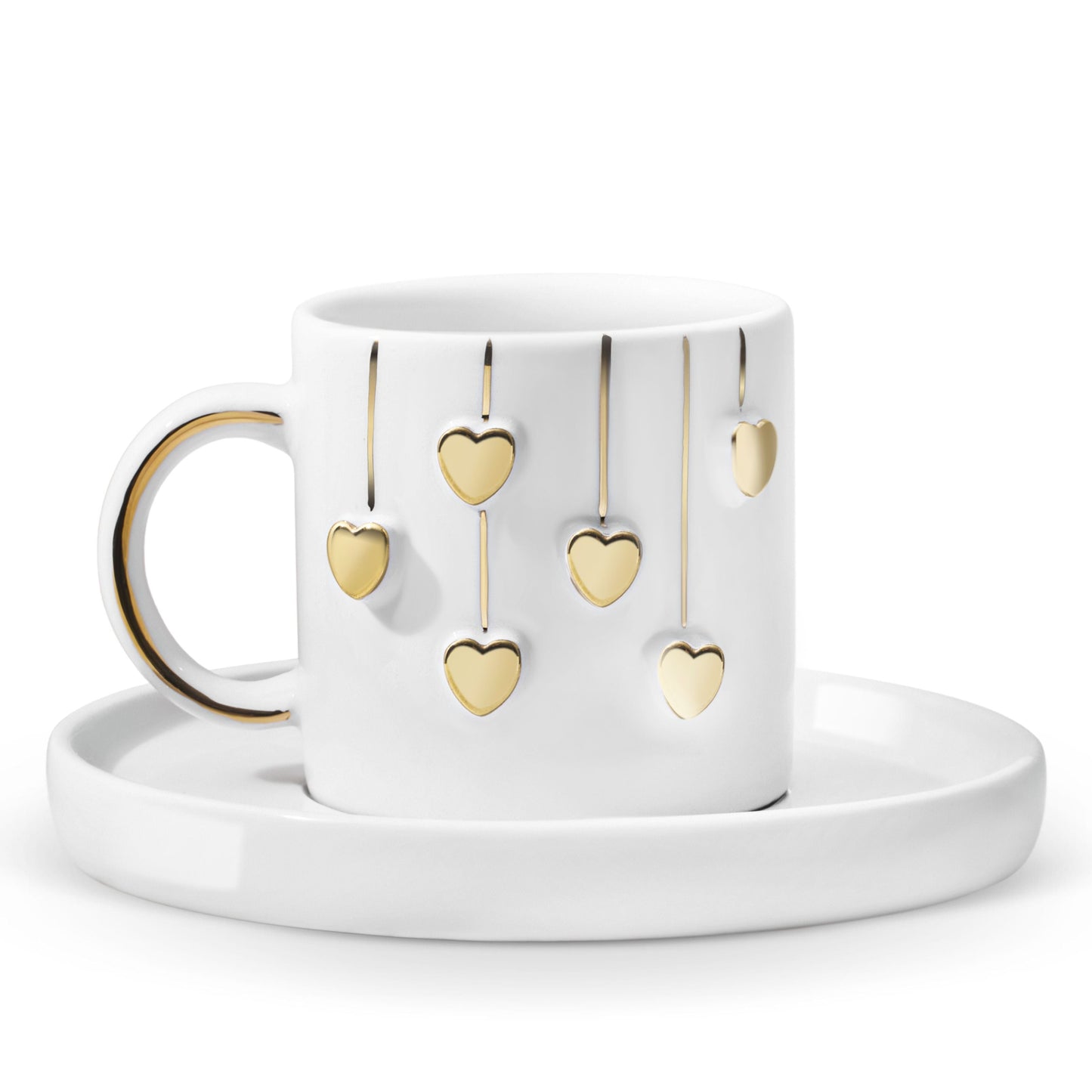 Gold Heart 2-Piece Coffee Cup Set - 90 ml