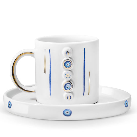 Evil Eye Pillar 2-Piece Coffee Cup Set - 90 ml