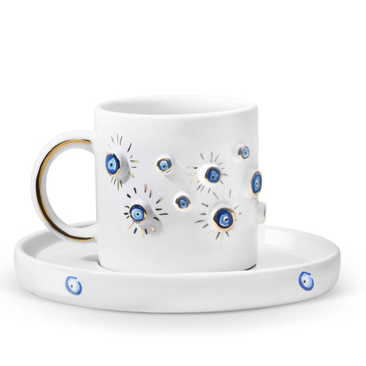 Evil Eye Beads 2-Piece Coffee Cup Set - 90 ml