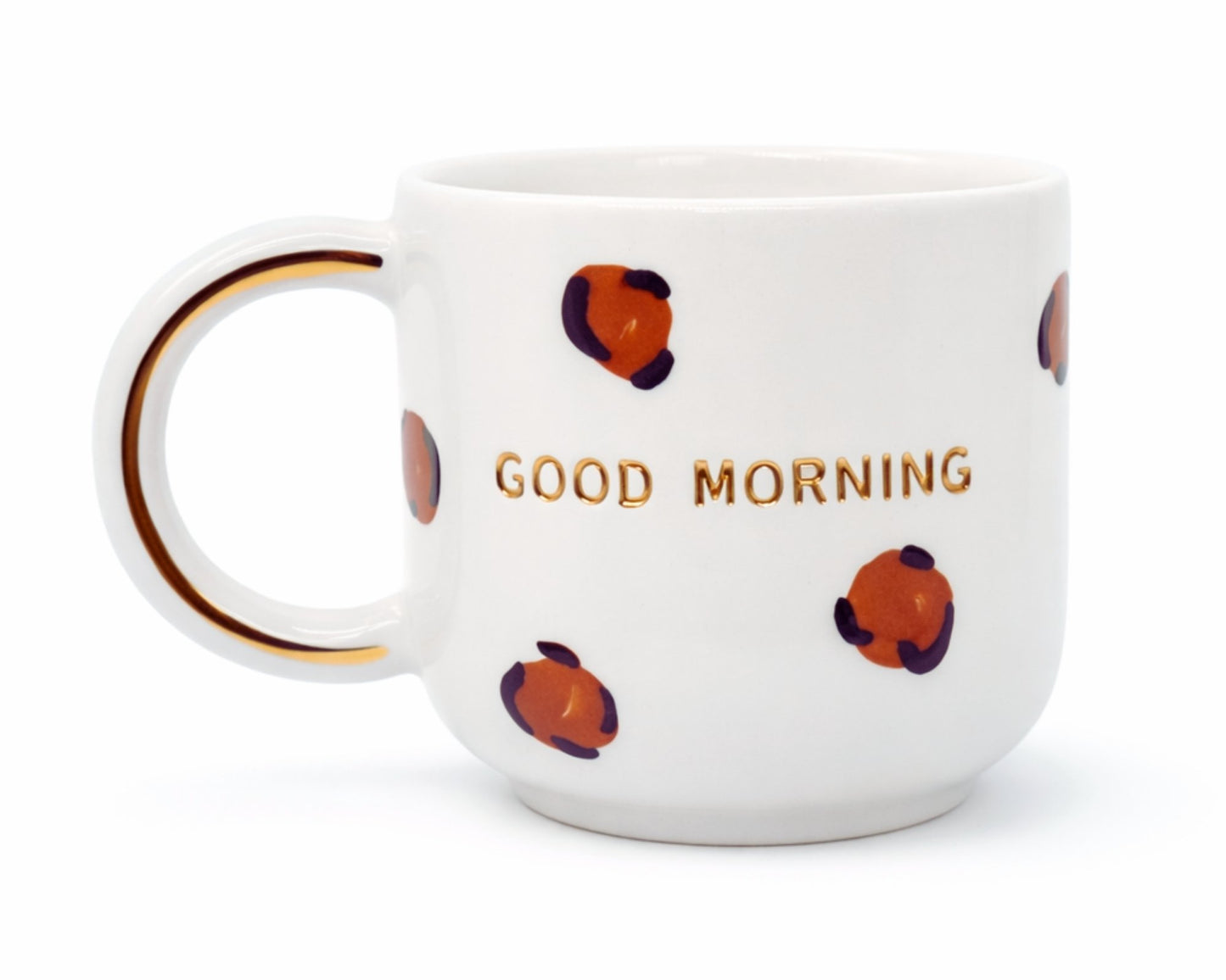 Hediyelik good morning desenli el yapımı seramik kupa, 24K altın dekorlu premium handmade good morning coffee temalı tasarım mug.